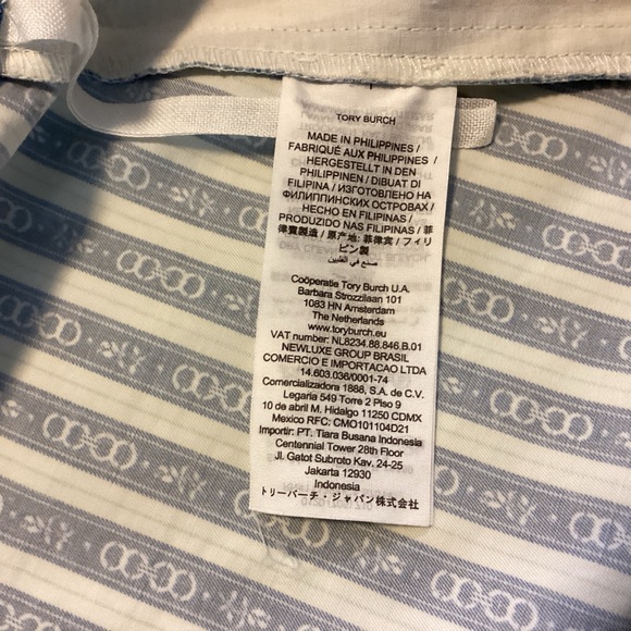 TORY BURCH GEMINI LINK WRAP SKIRT STRIPE BLUE A-LINE SZ 10 EUC $398 - Picture 10 of 12